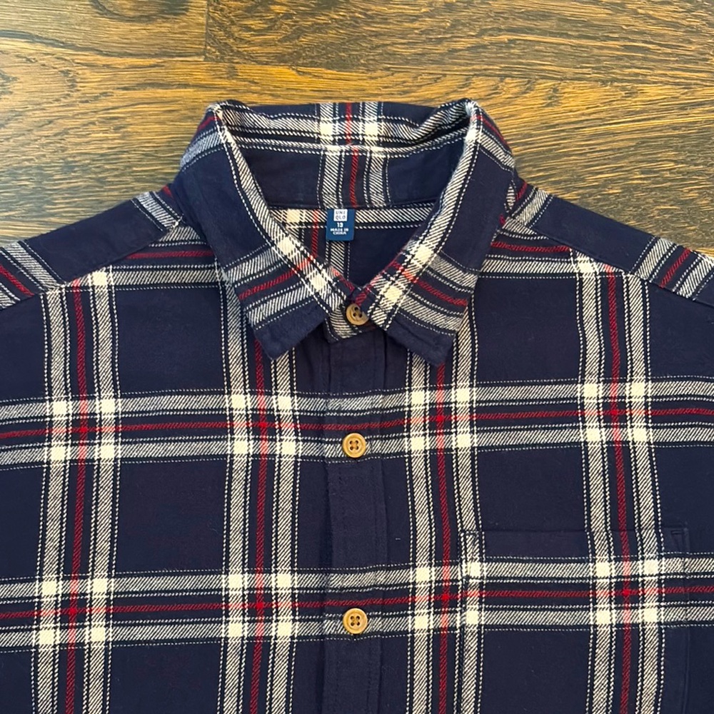 Navy Plaid Boy Shirt in flannel
